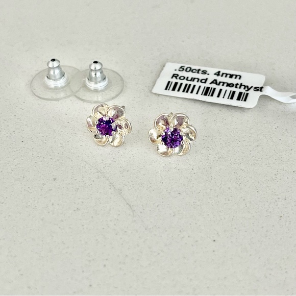 Sterling silver 925 Amethyst Earrings - Picture 4 of 7